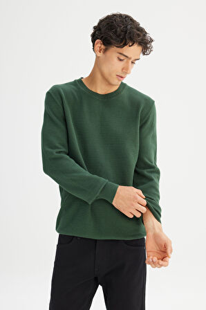 %100 Pamuk Regular Fit Normal Kesim Bisiklet Yaka Triko Kazak