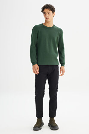 %100 Pamuk Regular Fit Normal Kesim Bisiklet Yaka Triko Kazak