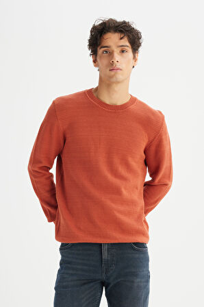 %100 Pamuk Regular Fit Normal Kesim Bisiklet Yaka Triko Kazak