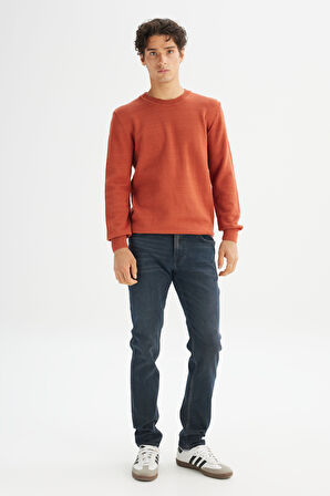 %100 Pamuk Regular Fit Normal Kesim Bisiklet Yaka Triko Kazak