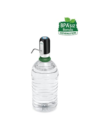 BPA'sız Şarjlı Damacana Pompası Siyah | BPA'sız Boru | 10L - 15L - 19L | 1200 mAh | Siyah