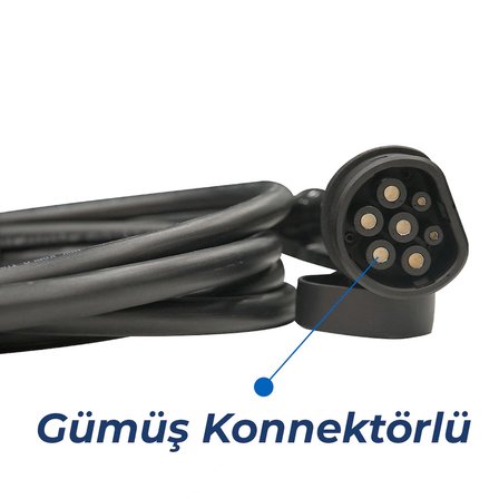 Hims EMEF-22T2-SS-8 22kW Tip 2 Siyah Soketli 8m Elektrikli Araç Şarj Kablosu