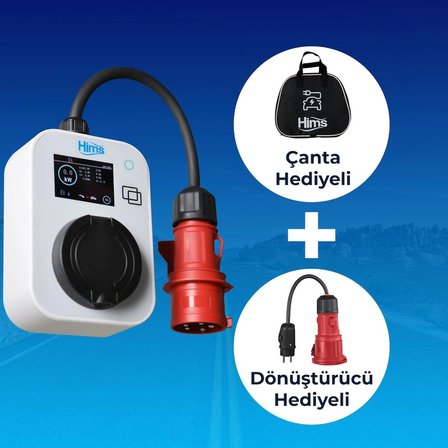 Hims 22kW Kilitli Soketli Beyaz Taşınabilir Araç Şarj İstasyonu HCTS-22-B