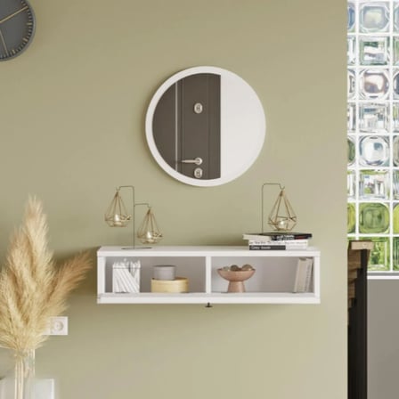 L'occi Concept Cosmia Aynalı 80 cm Kapaklı Duvara Monte Dresuar Beyaz CS2-W