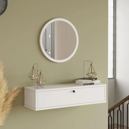 L'occi Concept Cosmia Aynalı 80 cm Kapaklı Duvara Monte Dresuar Beyaz CS2-W