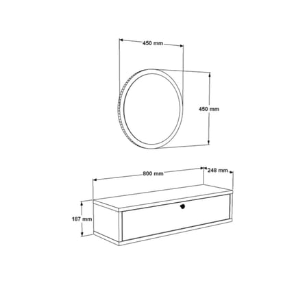 L'occi Concept Cosmia Aynalı 80 cm Kapaklı Duvara Monte Dresuar Beyaz CS2-W