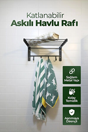 Duvara Monte Katlanabilir Çamaşır Askısı - 60x40 cm