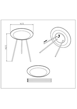 Tripod Küçük Tekli Sehpa