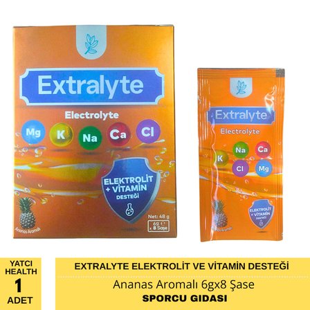 Yatcı Health Extralyte Electrolyte Elektrolit ve Vitamin Desteği Ananas Aromalı 6gx8 Şase