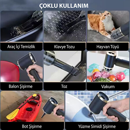 Kablosuz Şarjlı Çok Fonksiyonlu El Süpürge - Güçlü Emiş & Üfleme Özellikli Araç Süpürgesi