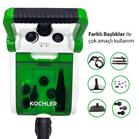 Buharlı Temizlik Makinesi 1400W | Koltuk, Cam, Fayans Temizleyici -1.5 L Tank, 3,5 Bar, 13 Başlık