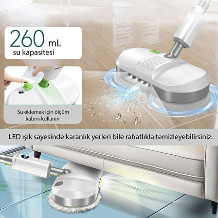 Kablosuz Elektrikli Mop T35 – Şarjlı Sessiz Elektrikli Paspas, Yıkanabilir Pedli (260 ml Su Hazneli)