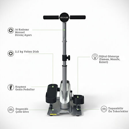 2’si 1 Arada Eliptik Step & Mini Egzersiz Bisikleti – Ayakta ve Oturarak Kullanım