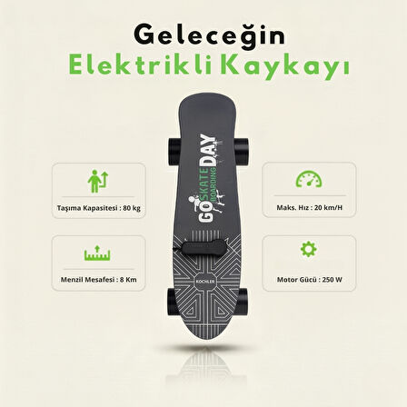 Elektrikli Kaykay H2S-1 – Şehir İçi Ulaşım Aracı, Scooter Alternatifi, 20 km/h, 8 km Menzil, Hafif 3.7 kg