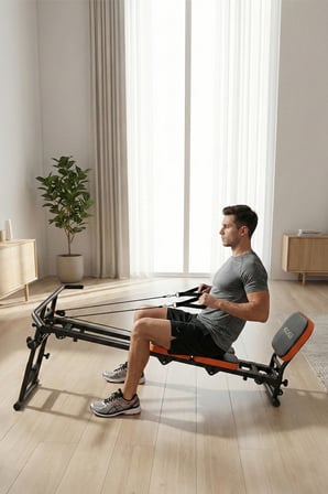Yeni Nesil Çok Fonksiyonlu Ayarlanabilir Spor Bench Sehpası – Direnç Lastikli, Katlanabilir ve Teker
