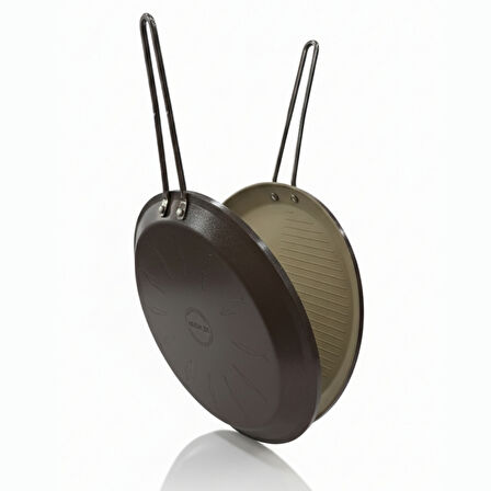 Granit Kaplama 33 cm Çift Taraflı Balık, Et ve Tavuk Pişirme Tavası