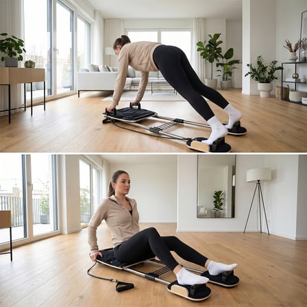 Çok Fonksiyonlu Ahşap Pilates Aleti – 4 Kademeli Dirençli, 20+ Egzersiz, Kaydırmalı Platform Sistemi