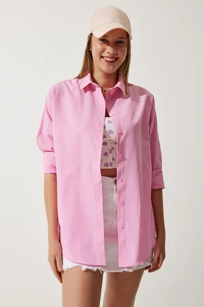 Oversize Basic Gömlek PEMBE LDD0003