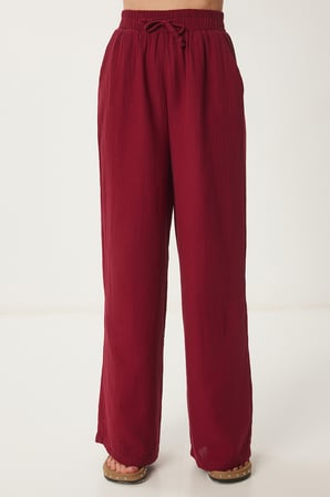 Müslin Palazzo Pantolon BORDO LMX0008