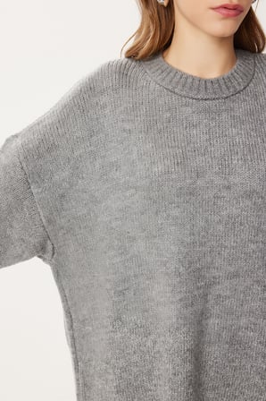 Yumuşak Dokulu Oversize Triko Kazak 4270 GRİ LPF0063