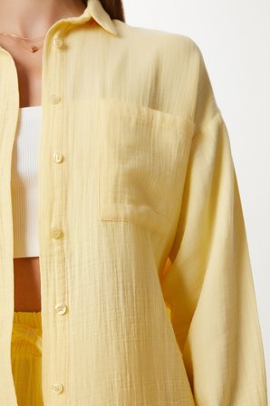 Oversize Müslin Gömlek Pantolon Takım SARI LSA0014