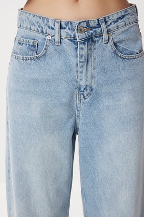 Kıvrık Paça Wide Leg Jeans MAVİ LRI0033