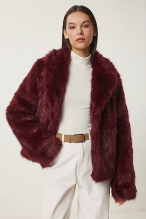 Suni Kürk Ceket BORDO LAX0001