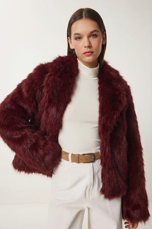 Suni Kürk Ceket BORDO LAX0001