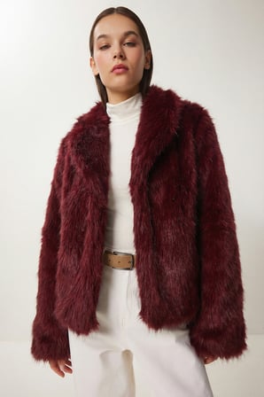 Suni Kürk Ceket BORDO LAX0001