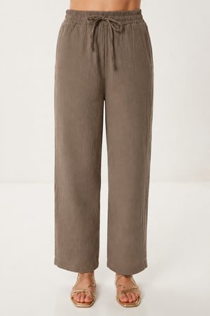Oversize Müslin Gömlek Pantolon Takım VİZON LSA0014