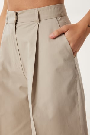 Cepli Bermuda Dokuma Şort BEJ LFK0023