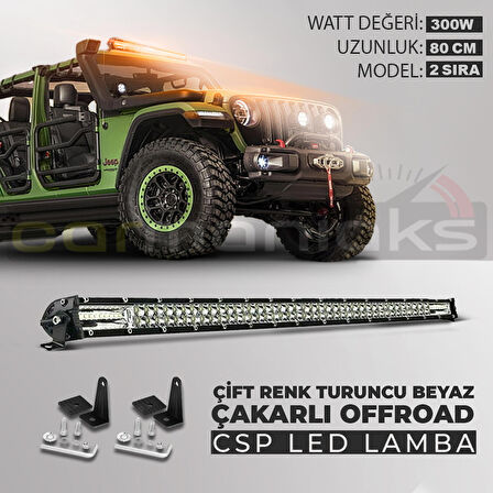 300W 80 Cm Çift Sıra 5 Modlu Turuncu Beyaz Off Road Led Bar