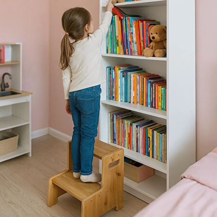 Hopiers Ahşap Montessori Yükseltici Basamak Naturel