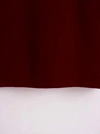 Kadın Oversize Bisiklet Yaka Düz Crop T-shirt - BORDO