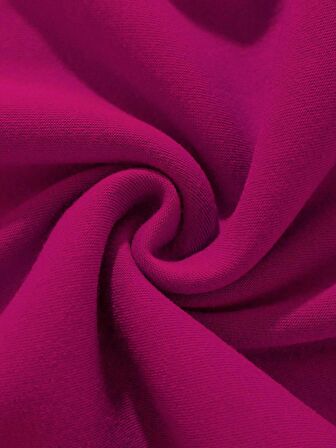 Unisex Oversize Bisiklet Yaka Basic Düz Sweatshirt - FUŞYA