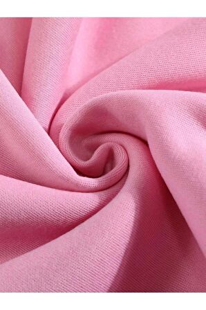 Unisex Oversize Bisiklet Yaka Basic Düz Sweatshirt - PEMBE