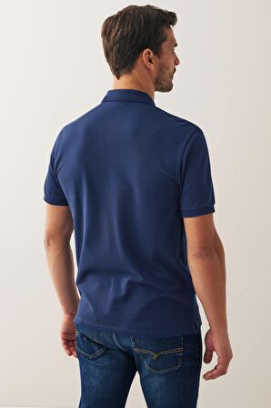 Erkek Kısa Kollu Polo Yaka T-shirt - İNDİGO