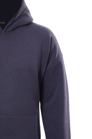 Unisex Basic Düz Renk Kapüşonlu İçi Yumuşak Polarlı Oversize Sweatshirt - LACİVERT
