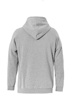 Unisex Fermuarlı Kapüşonlu Oversize Sweatshirt - GRİ