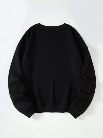 Unisex Oversize Bisiklet Yaka Basic Are You Ok Honey Baskılı Sweatshirt - SİYAH