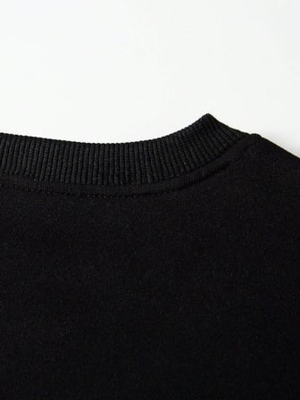 Unisex Oversize Bisiklet Yaka Basic Are You Ok Honey Baskılı Sweatshirt - SİYAH
