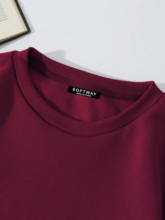Unisex Oversize Bisiklet Yaka Basic Ribbom Cherry Baskılı Sweatshirt - BORDO