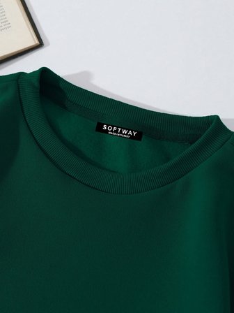 Unisex Oversize Bisiklet Yaka Basic Ribbom Cherry Baskılı Sweatshirt - KOYU YEŞİL