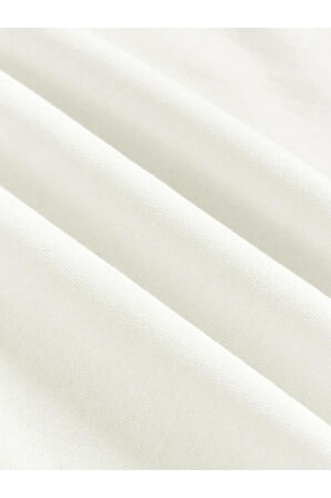 Unisex Oversize Bisiklet Yaka Basic Balloon Astronaut Baskılı Sweatshirt - EKRU