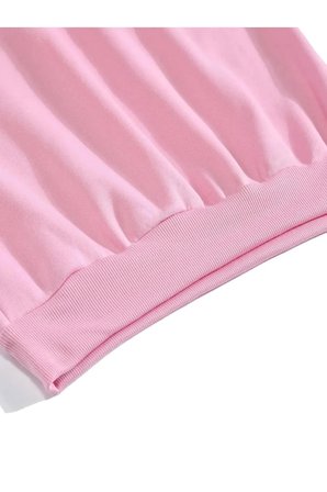 Unisex Oversize Bisiklet Yaka Basic Freedom Baskılı Sweatshirt - PEMBE