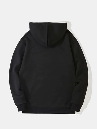 Unisex Balloon Astronaut Baskılı Kapüşonlu İçi Yumuşak Polarlı Oversize Sweatshirt - SİYAH