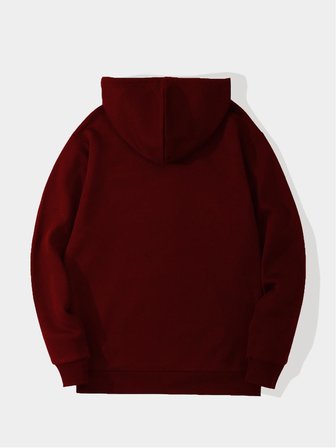 Unisex Balloon Astronaut Baskılı Kapüşonlu İçi Yumuşak Polarlı Oversize Sweatshirt - BORDO