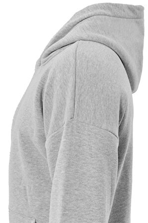 Unisex Butterfly Baskılı Kapüşonlu İçi Yumuşak Polarlı Oversize Sweatshirt - GRİ