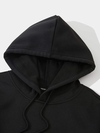 Unisex Cherry Cocktail Baskılı Kapüşonlu İçi Yumuşak Polarlı Oversize Sweatshirt - SİYAH