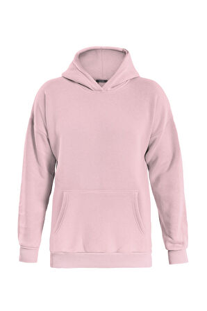 Unisex Cherry Cocktail Baskılı Kapüşonlu İçi Yumuşak Polarlı Oversize Sweatshirt - PEMBE